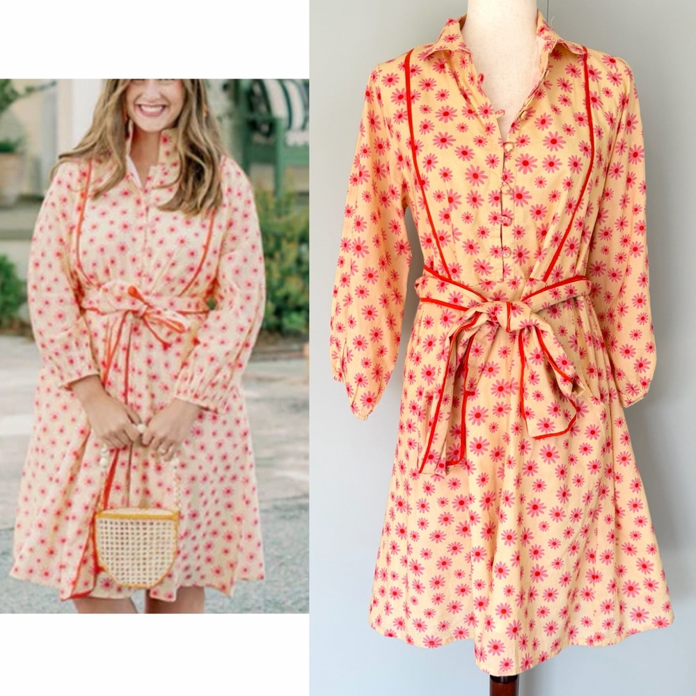 VICTORIA DUNN Folly Dress Long Sleeve in Retro Daisy